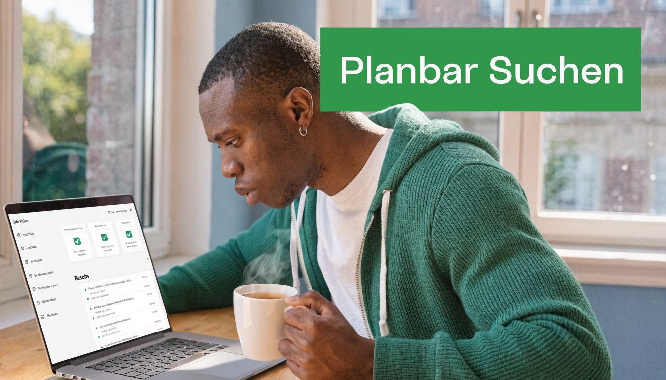 Ein junger Mann in einem grünen Kapuzenpullover arbeitet mit einer Kaffeetasse an einem Laptop im Homeoffice.