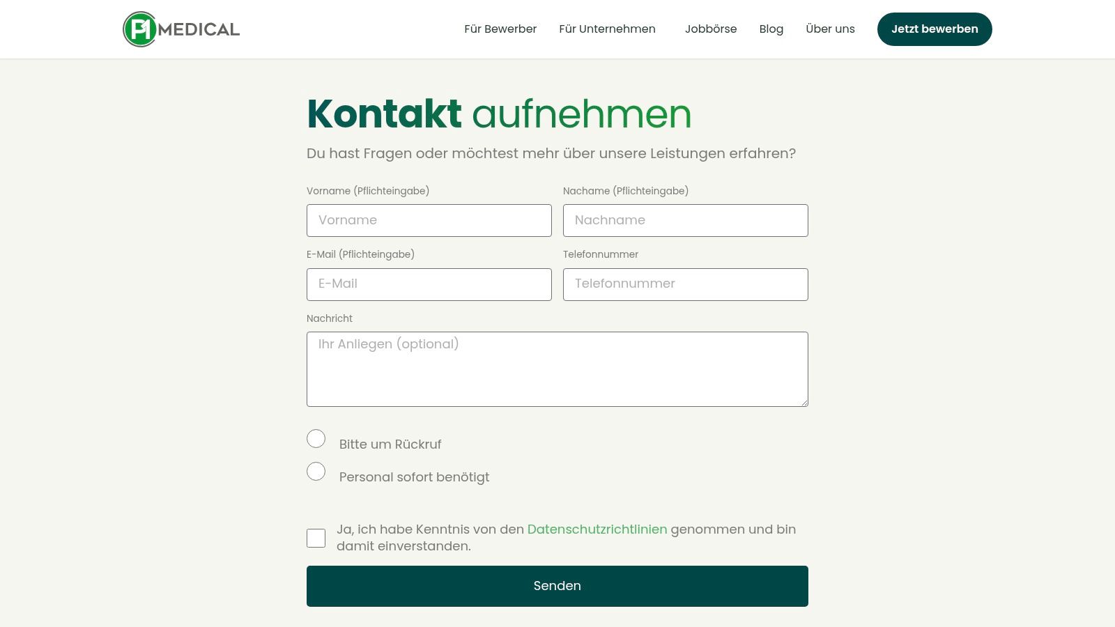 Screenshot from https://p1-medical.de/kontakt/
