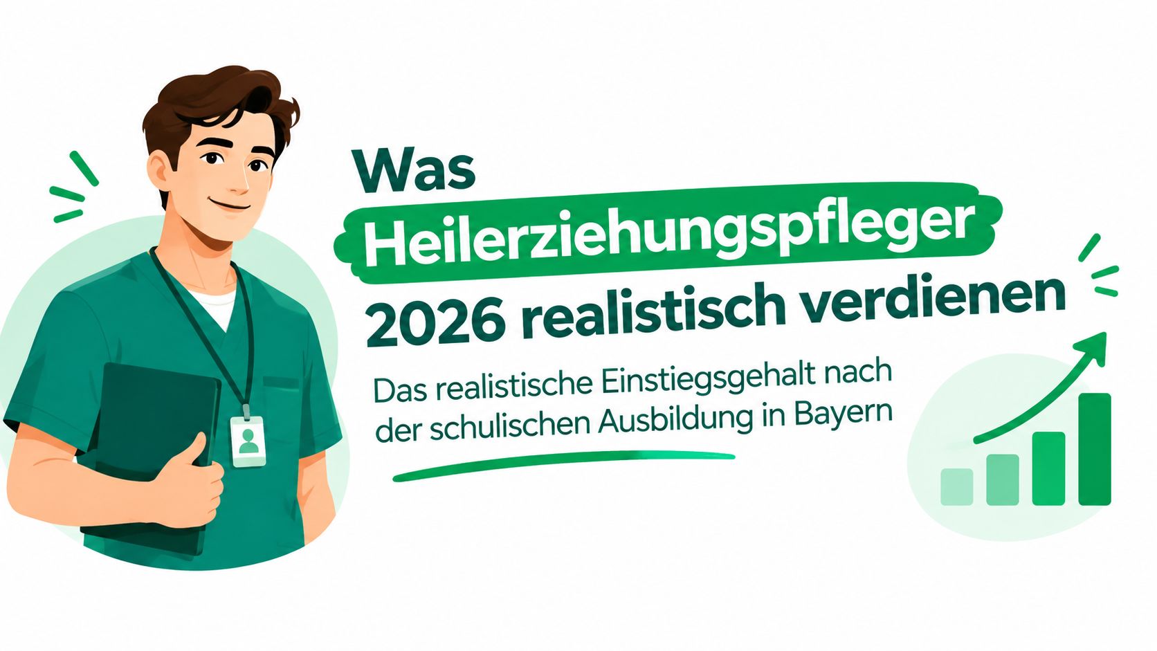Ein junger Heilerziehungspfleger präsentiert Informationen über das realistische Einstiegsgehalt im Jahr 2026 in Bayern.