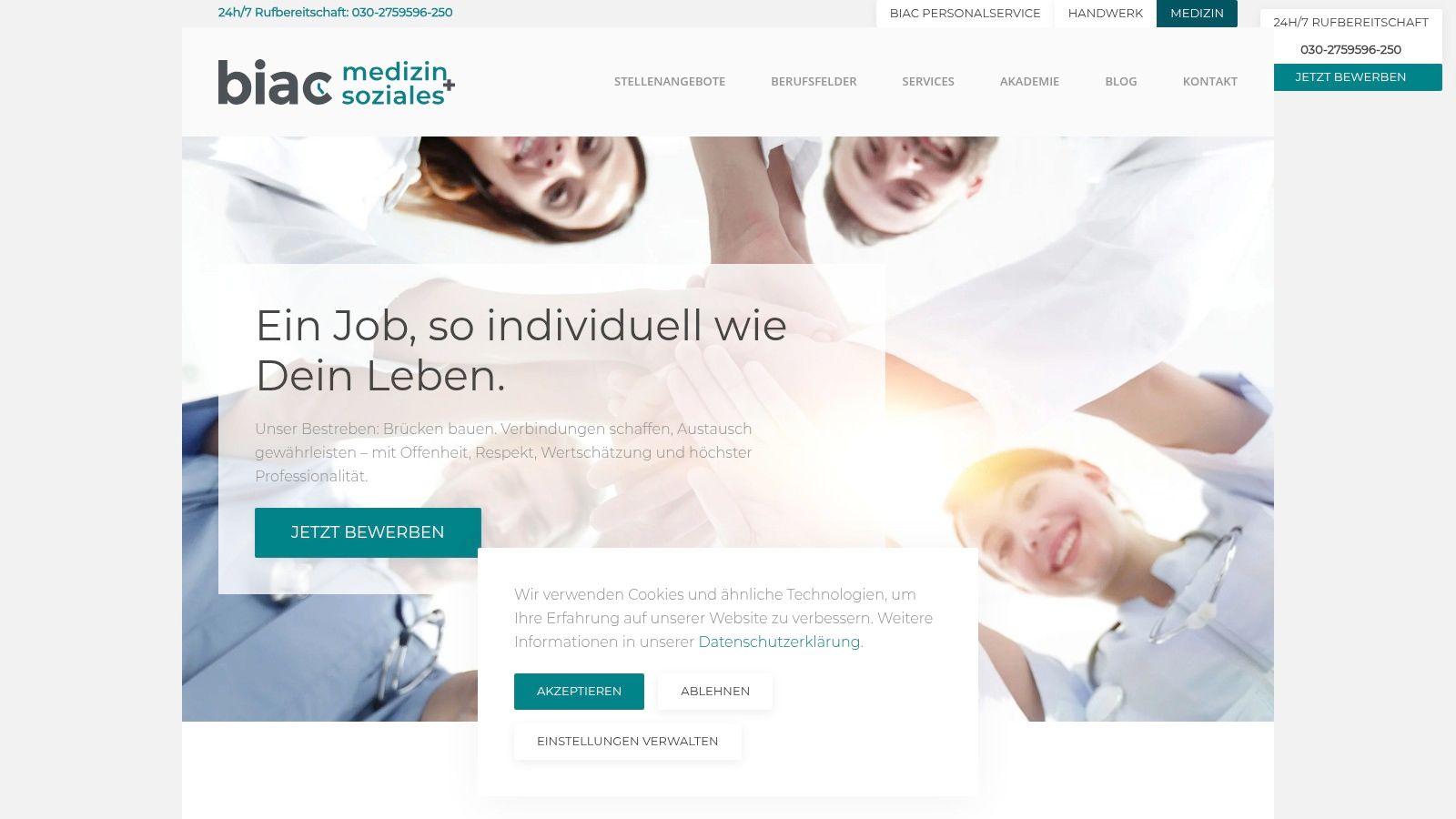 biac Personalservice GmbH, Bereich Medizin und Soziales